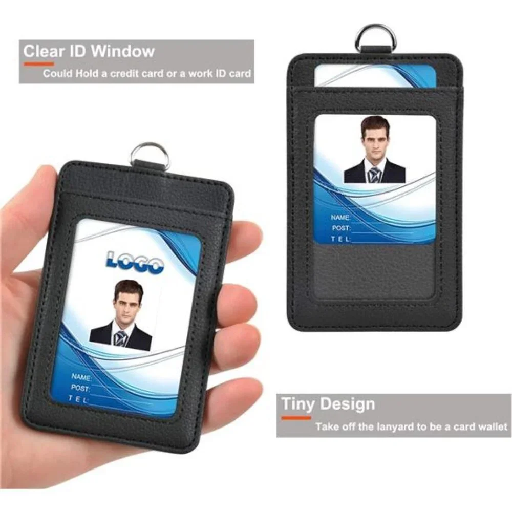 PU Leather ID Badge Holder, Life-Mate ID Badge Holder with 1 Clear ID Window 1